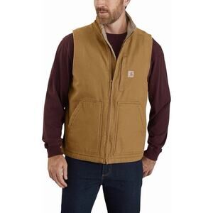 Carhartt Men's Loose Fit Washed Duck Sherpa-Lined Mock-Neck Vest 2xl
